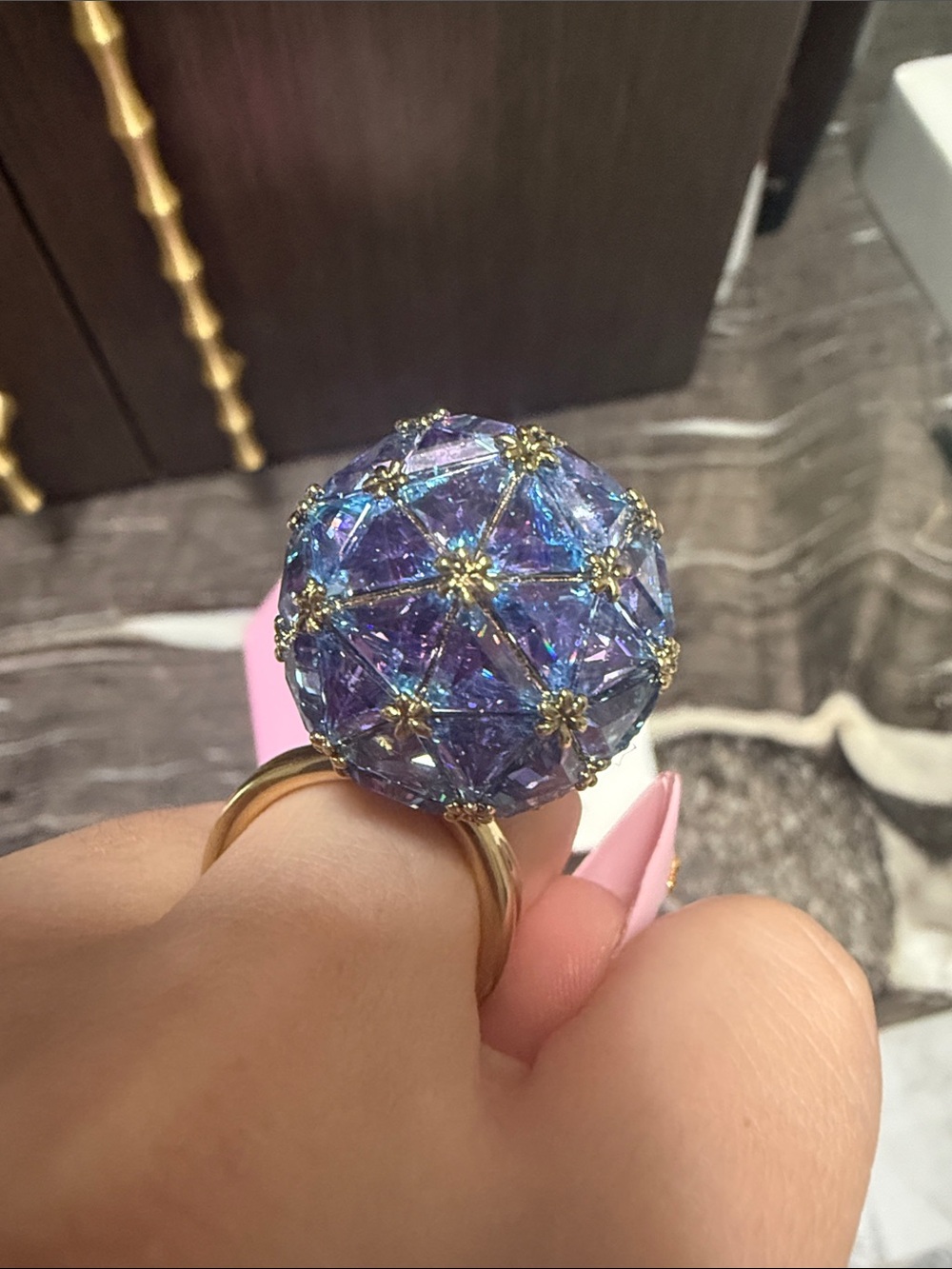 Swarovski Curiosa cocktail ring
Triangle cut, Blue, Gold-tone plated NEW - Picture 15 of 17